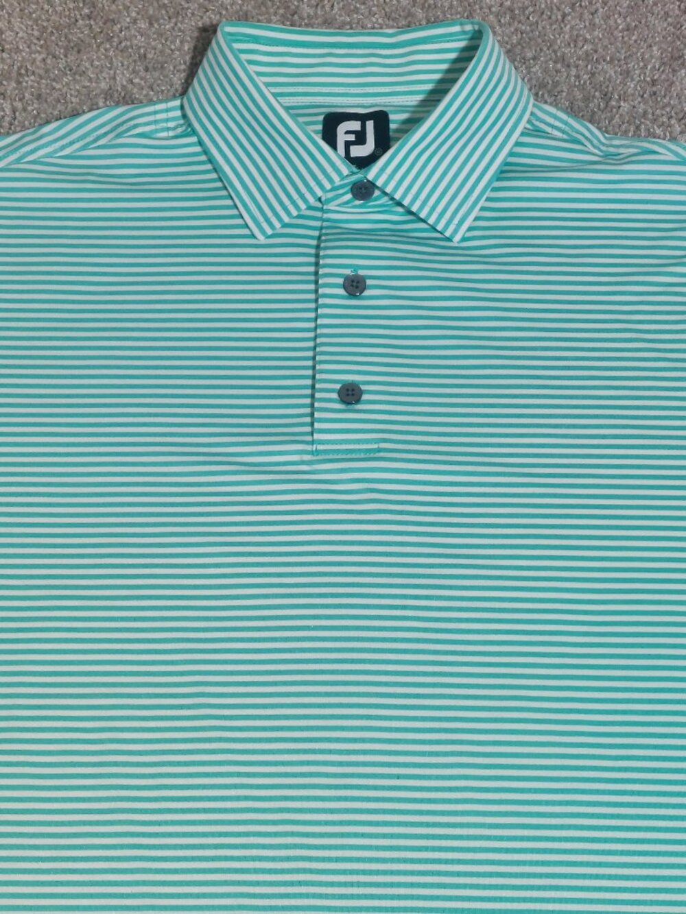 FootJoy golf polo "Effingham CC" embroidered Green, white striped Size M